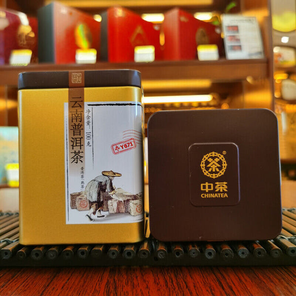 China Tea Brand Yunnan Pu'er Tea Puer Cooked Tea Classic Y671 100g Loose Tea Tin