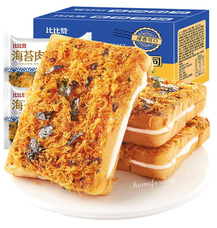 600g Bibizan Seaweed Meat Floss Toasts Cake Breads Chinese Snacks 比比赞海苔肉松吐司面包