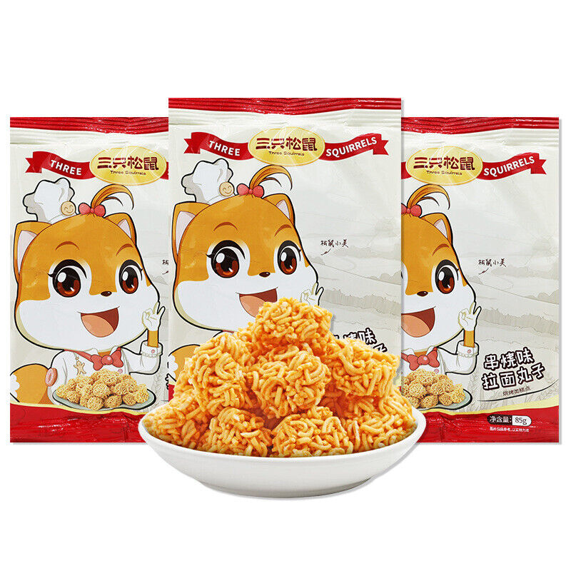85g/bag Three squirrels Lamian Noodles balls portable snacks crisp noodles