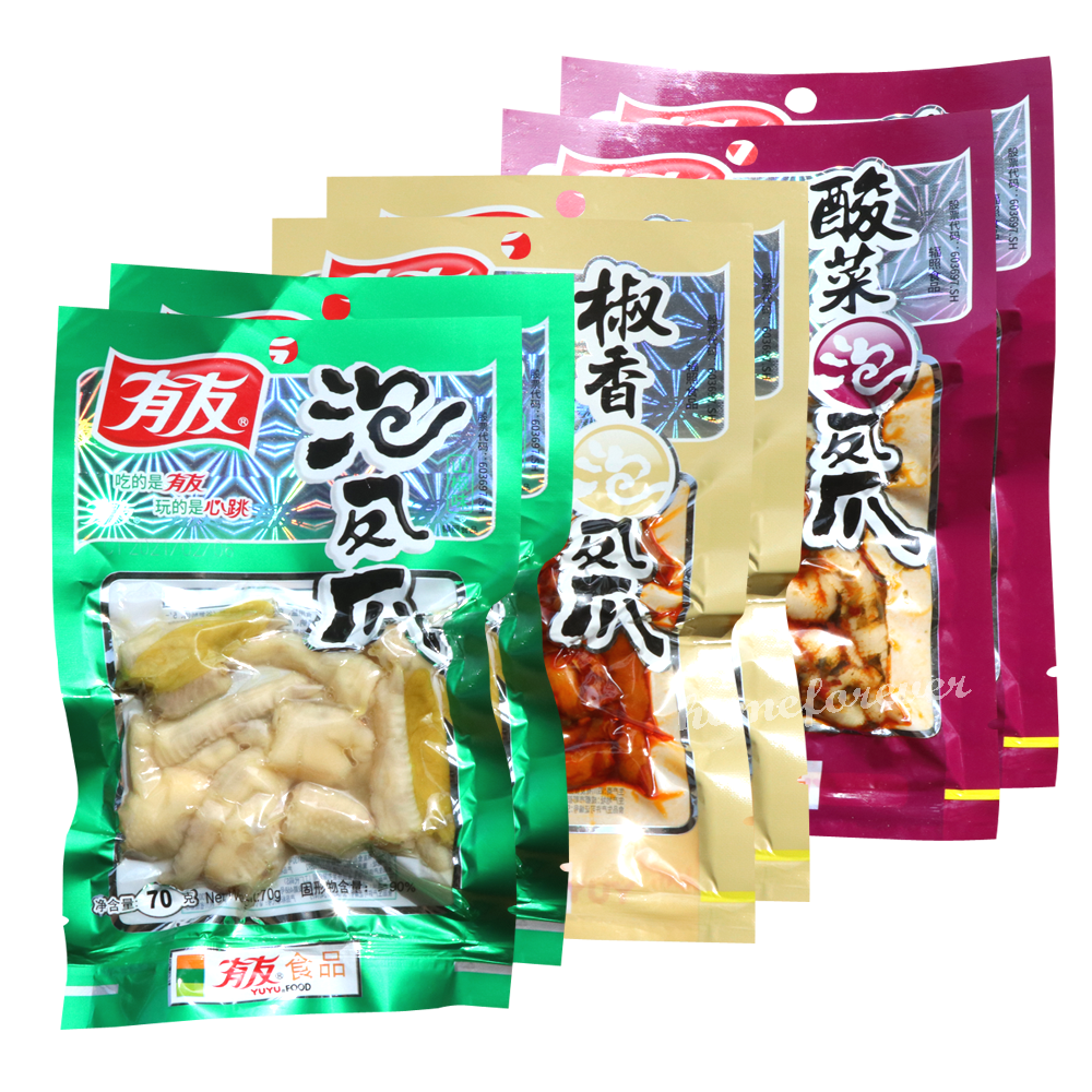 Youyou Spicy Chicken Feet Vacuum-packed 2+2+2 Bags 有友泡椒凤爪 共6袋/2袋山椒味+2袋椒香味+2袋酸菜味 Secondary image