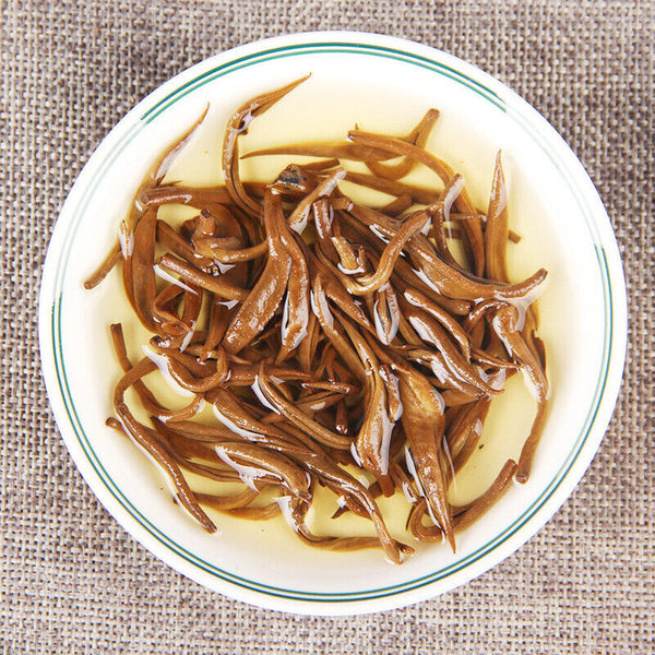 TeaPremium Golden Snail Dian Hong Jin Luo Handmade Pure Bud China Yunnan Black Tea