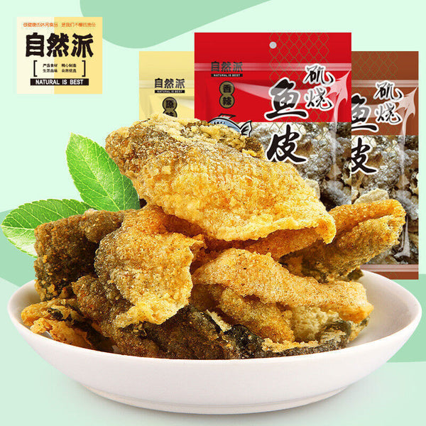 60gx3 Chinese Specialty Snacks Fishskin Crispy Seafood 自然派 矶烧鱼皮 即食零食香辣味香脆鱼皮香酥海鲜
