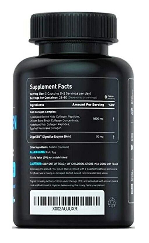 Vital Vitamins Multi Collagen Complex - Type I, II, III, V, X, Grass Fed,