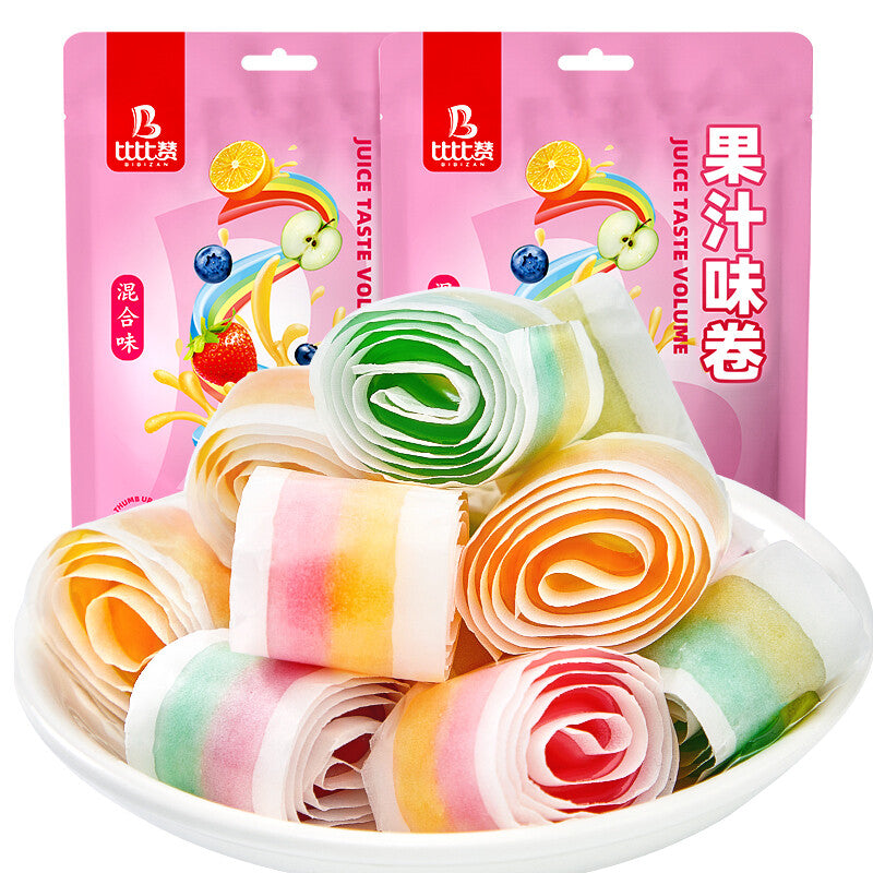 Fruit-Flavored Soft Candy Chinese Snacks Food 比比赞果汁味卷水果味卷卷皮糖软糖 休闲零食 中国传统零食经典零食 Main image