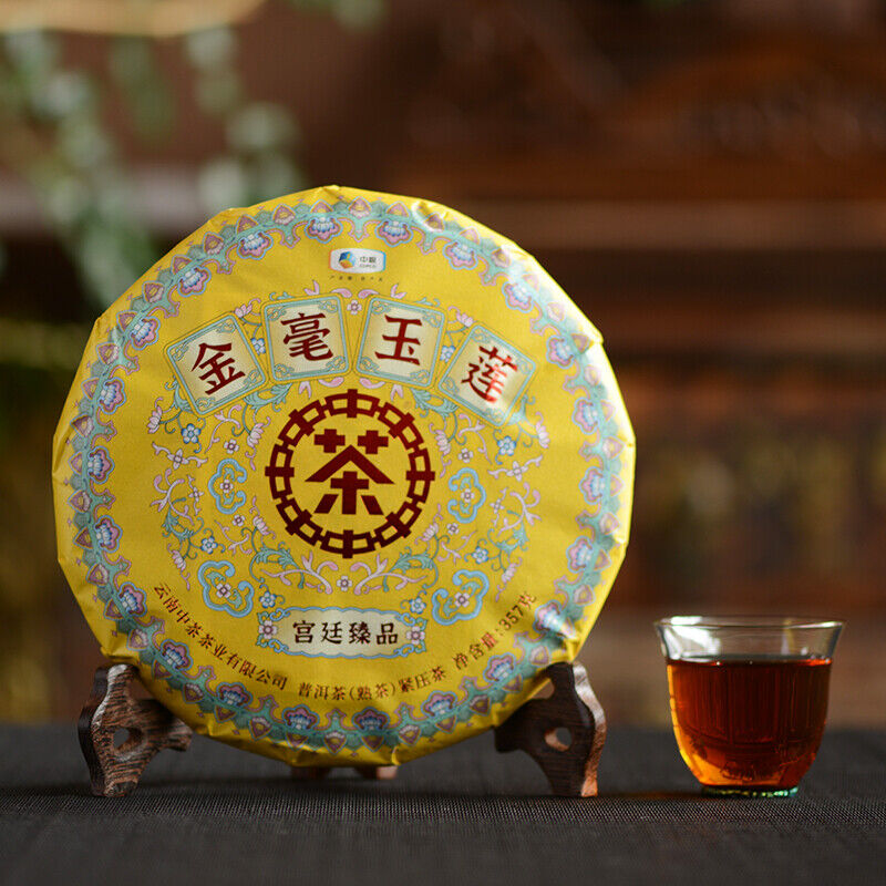 CHINATEA Brand Jin Hao Yu Lian Pu-erh Tea Cake 357g Ripe Palace Pu'er 357g