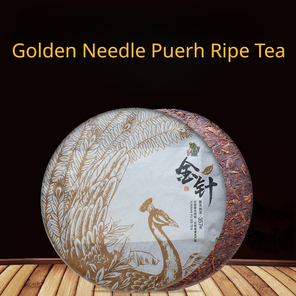 357g Yunnan Puerh Ripe Tea Golden Needle Cooked Pu-erh Tea Cake Pu'er Black Tea