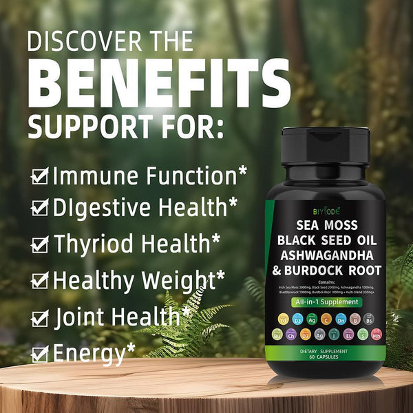 Certified Organic Sea Moss Capsules Irish Sea Moss Bladderwrack Burdock Root