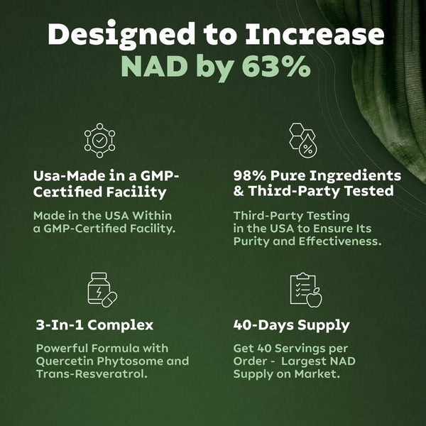 NAD+ Supplement for Anti Aging, Energy, Focus Booster Nicotinamide Riboside