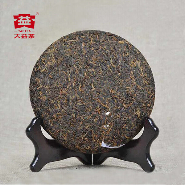 TAETEA Dragon Pillar Yuan Cha Menghai Dayi Puer Tea Cake 357g Ripe Pu-erh