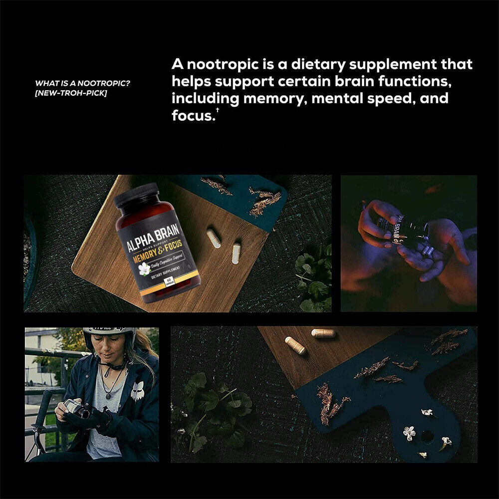 Alpha Brain Memory & Focus 60 Capsules Supplement for Men & Women .