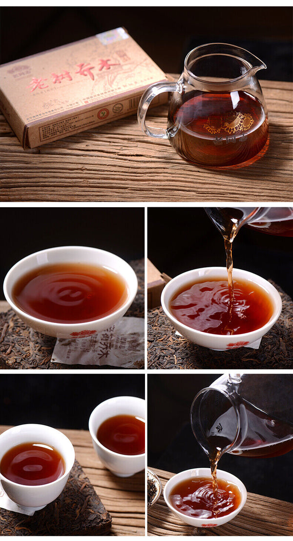 Haiwan Old Tree Tea Puer Tea "Lao Shu Qiao Mu" Pu-erh Ripe Pu Er Brick 250g