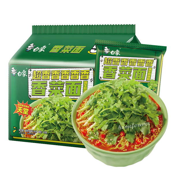 5 Bags Baixiang Instant Noodles Coriander Noodles Ramen Chinese Food 白象超香香香香香香菜面