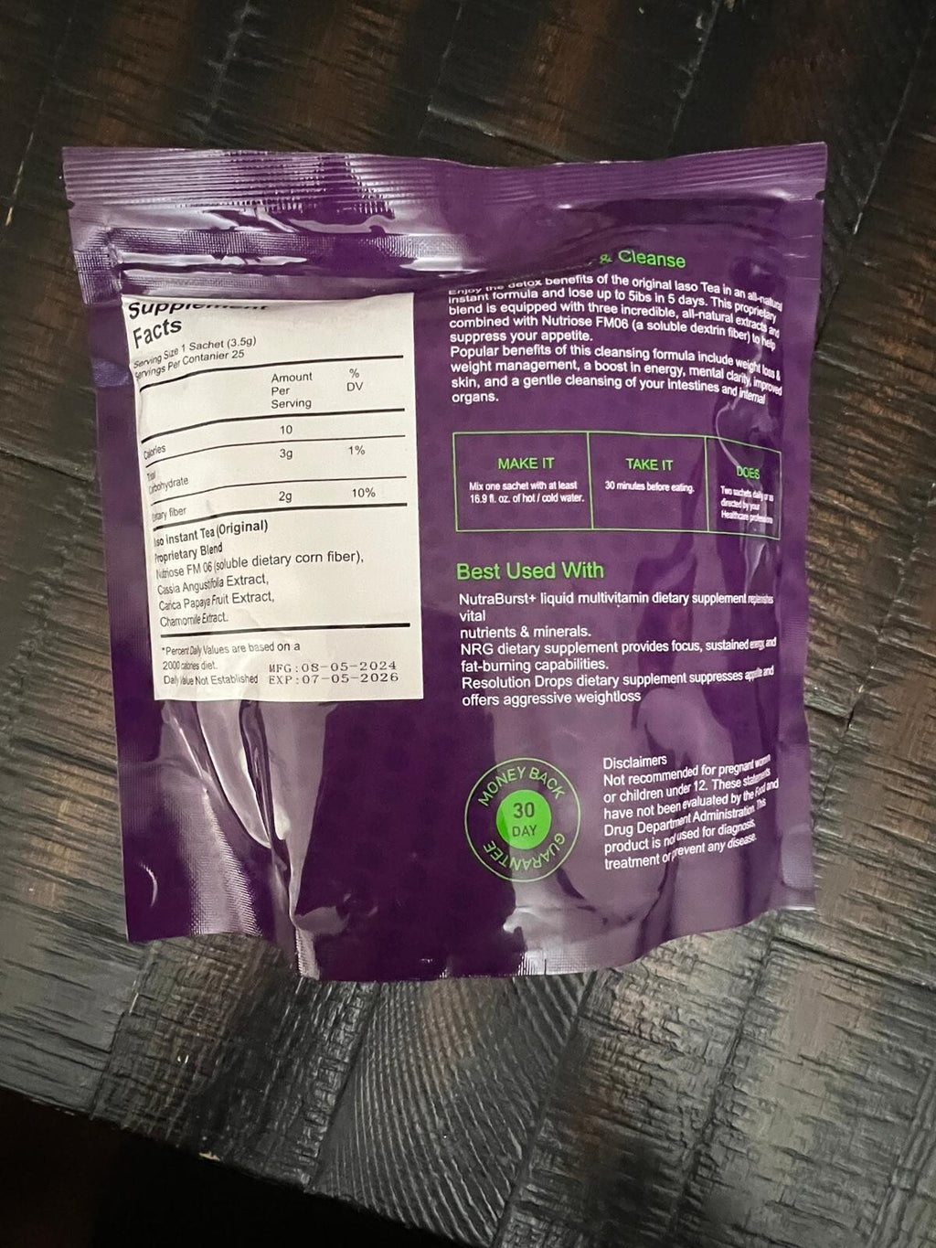 25 Sachets 100% Original IASO Natural Detox Instant Tea