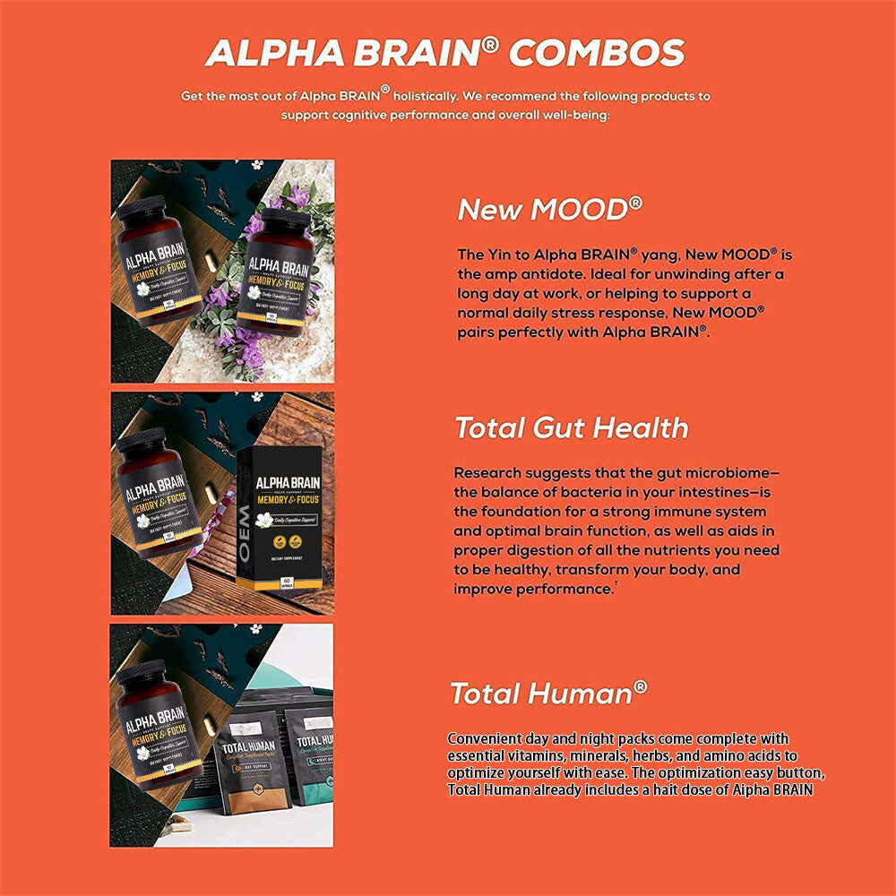 Alpha Brain Memory & Focus 60 Capsules Supplement for Men & Women .