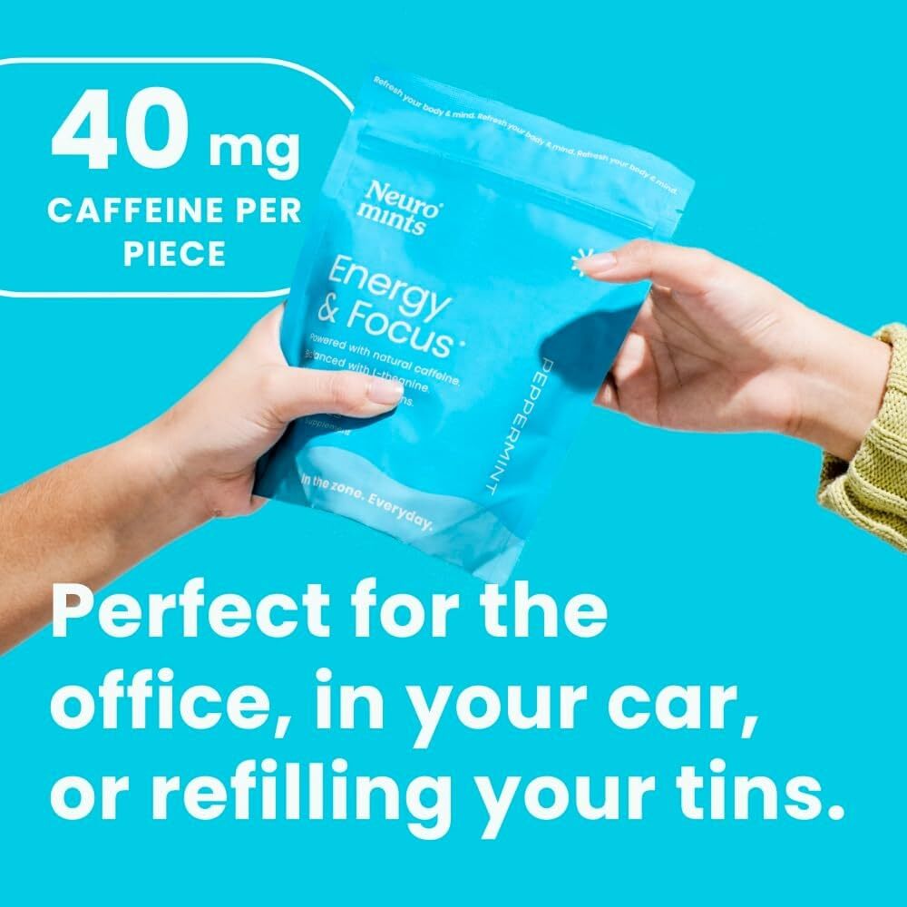 Nootropic Energy Caffeine Mints | 40mg Koffein + 60mg L-Theanin +