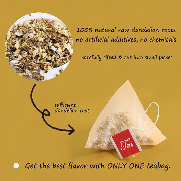 FullChea - Dandelion Root Tea Bags, 100 Teabags, 2.5g/bag