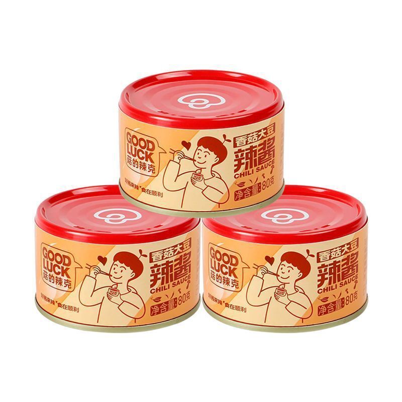 GOOD LUCK Mushroom Sauce Spicy Dipping Sauce 80g*3 菇的辣克 香菇牛肉辣酱80克/罐*3