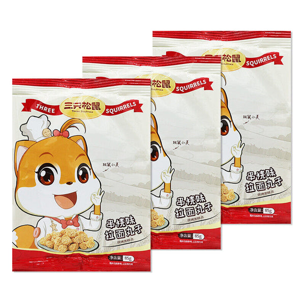 85g/bag Three squirrels Lamian Noodles balls portable snacks crisp noodles