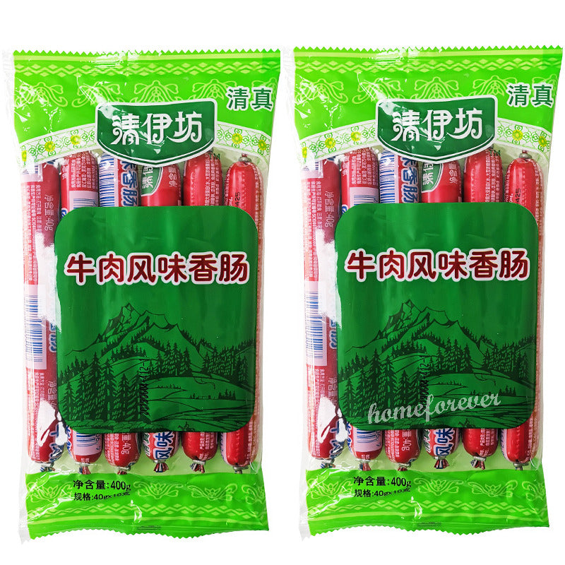 2 Bags x 400g Shuanghui Beef Sausage Muslim Chinese Food 双汇清伊坊牛肉风味香肠火腿肠清真 Main image