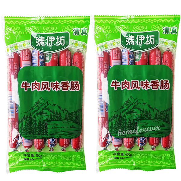 2 Bags x 400g Shuanghui Beef Sausage Muslim Chinese Food 双汇清伊坊牛肉风味香肠火腿肠清真