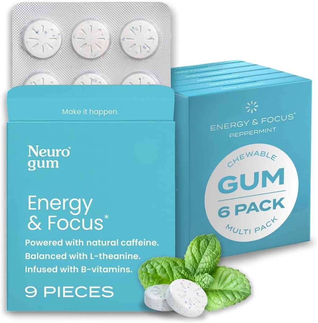 Energy Caffeine GUM (90Pieces) - Sugar Free with L-theanine + Caffeine