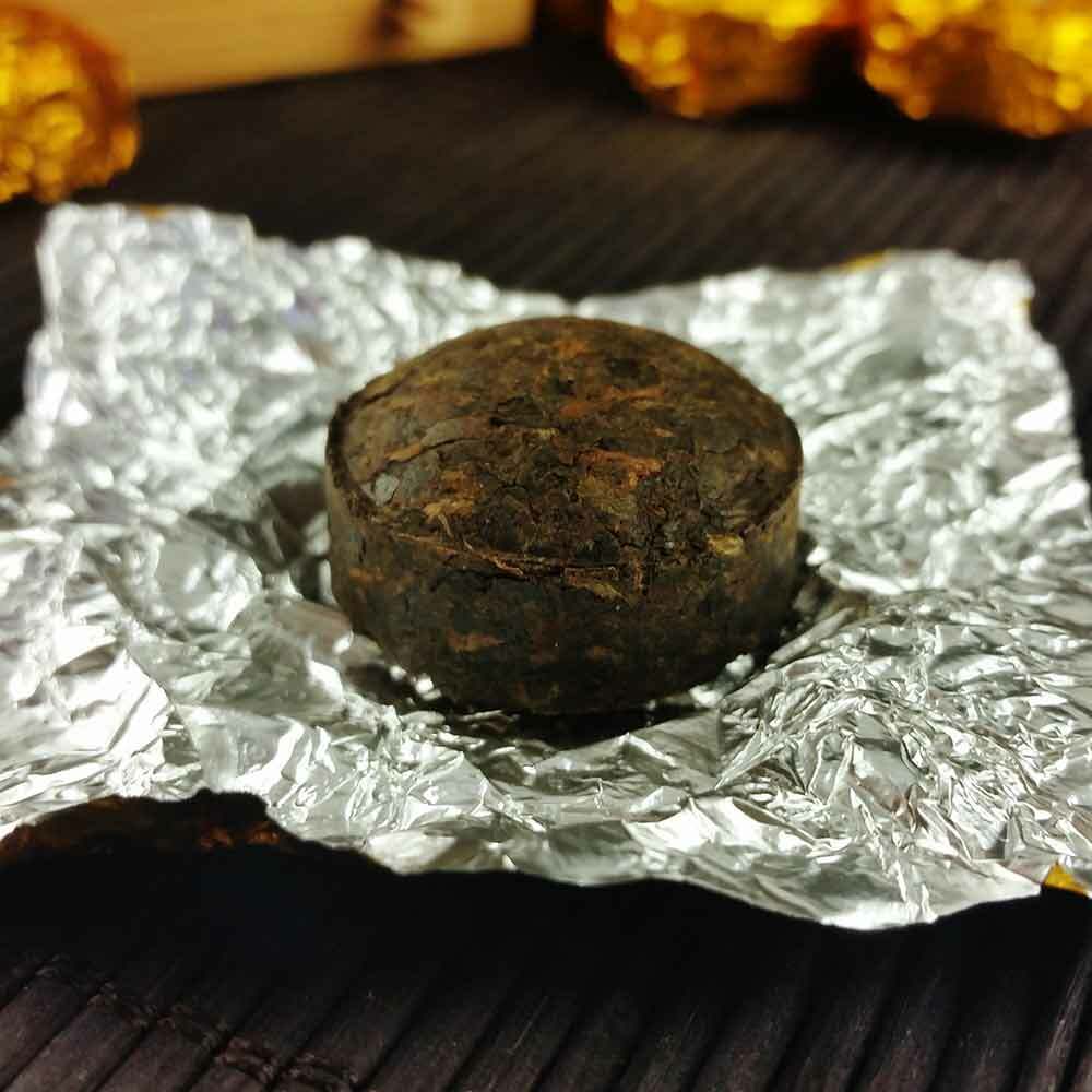 /Mini Puer Ripe Tuocha Gold Tin Foil Packing Shu Pu'er Tea Gift 75g
