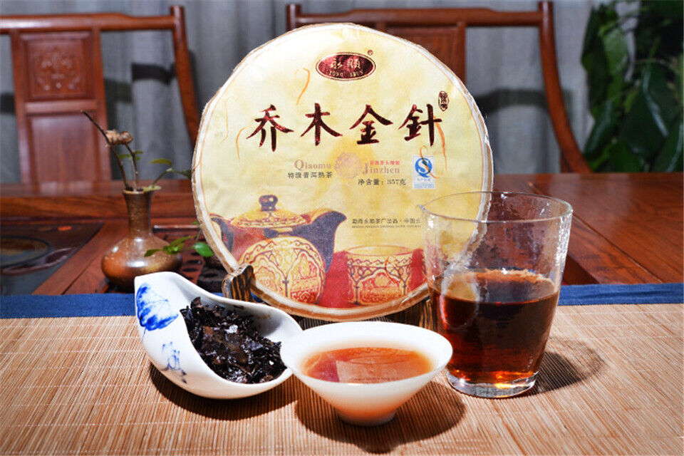 Qiao Mu Jin Zhen * Yunnan Puerh Golden Bud Pu-erh Tea Cake Ripe Puer Shu 357g