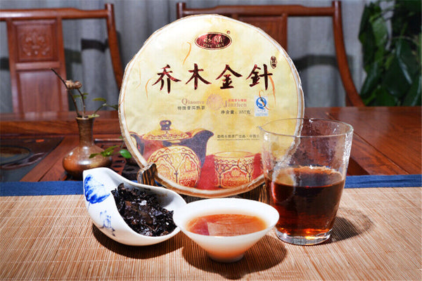 Qiao Mu Jin Zhen * Yunnan Puerh Golden Bud Pu-erh Tea Cake Ripe Puer Shu 357g
