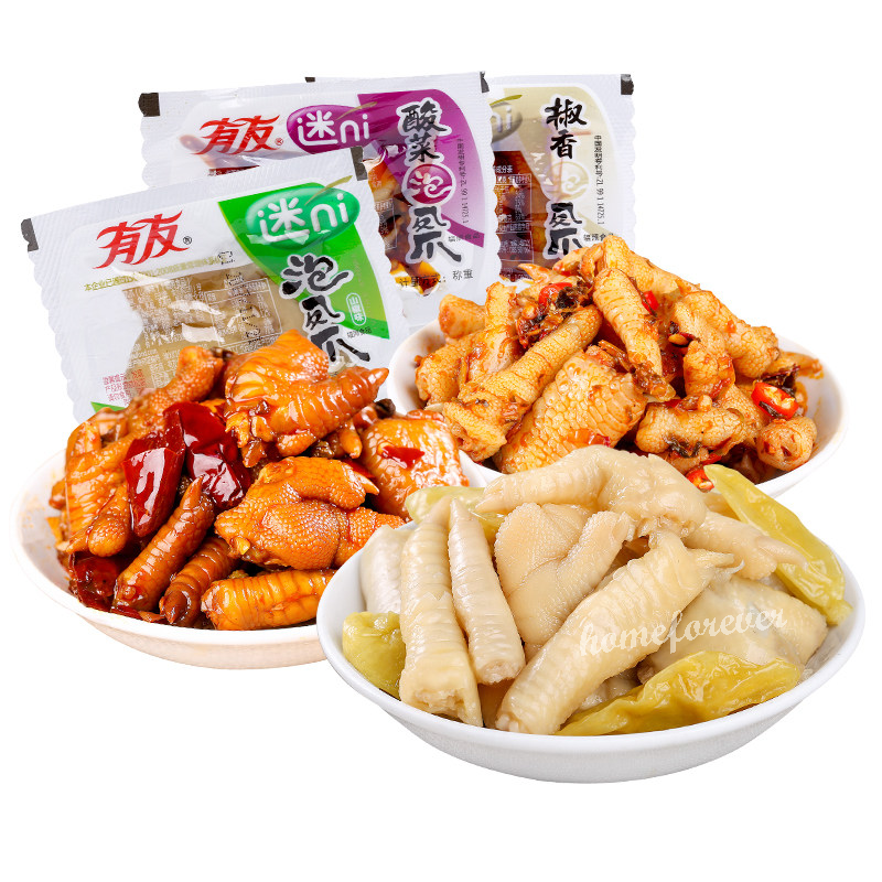 500g Youyou Chicken Feet Mixed Flavor Chinese Specialty 有友迷你小包装凤爪山椒椒香酸菜混合口味 Secondary image