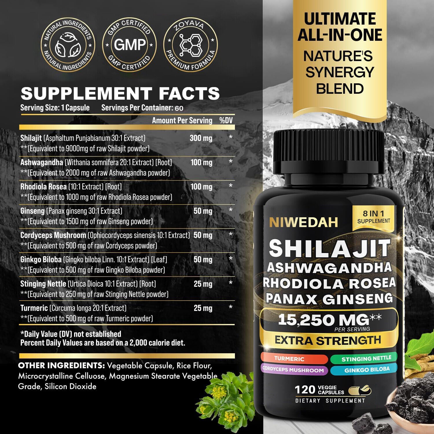 Dynamic Vitality Bundle Sea Moss Black Seed Oil 120 Veggie Capsules+Shilajit