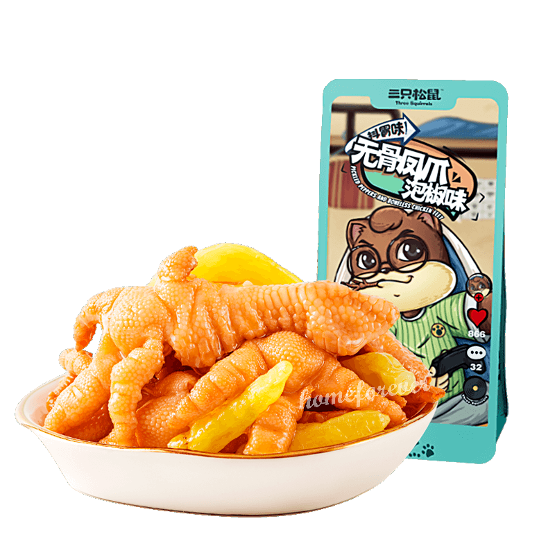 泡椒味 三只松鼠无骨凤爪 Three Squirrels Spicy Chicken Feet Without Bone Snacks Secondary image