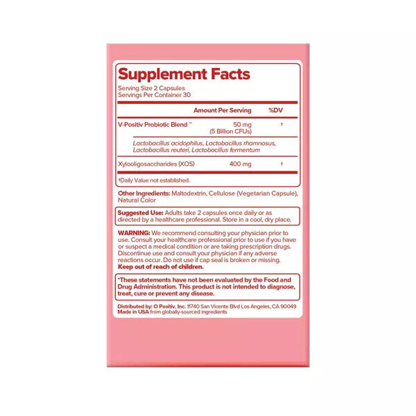 O Positiv   Vaginal Probiotic Vegan Capsules - 60ct