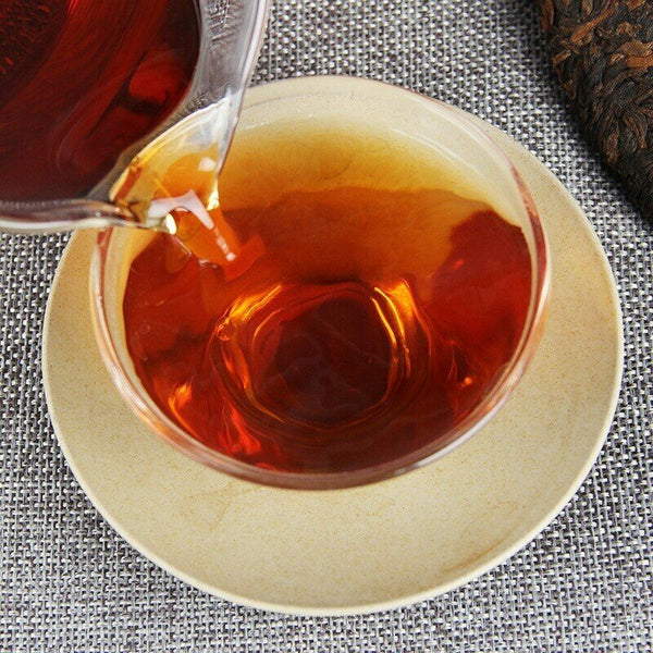 Menghai Qizi Bing Cha Shu Puer Aged Ripe Puer Cake Tribute Pu Erh 357g