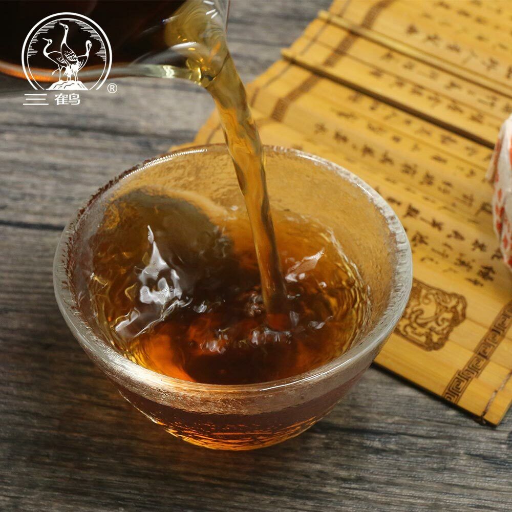 Three Cranes Sanhe "0207" Liu Bao Tea Cake Dark Tea Heicha 100g