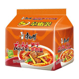 5 bags Kangshifu Spicy Bamboo Shoots Beef Instant Noodles 康师傅麻辣笋子牛肉面5连包