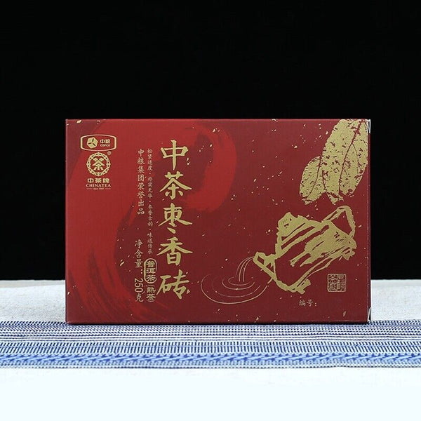 CHINATEA Jujube Fragrant Brick Pu'er Tea Ripe Puer Yunnan Zhong Cha 250g