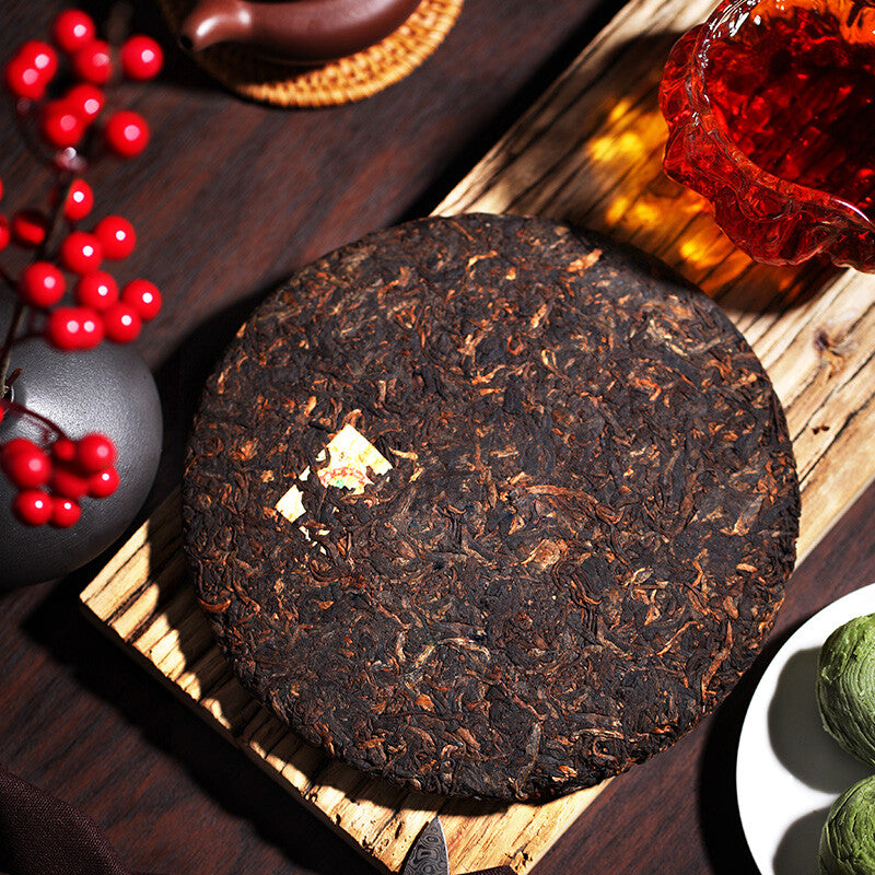 Chinese Tea Pu'er Tea  Good Luck Puer Tea Ripe Cooked Tea Cake 357g COFCO Secondary image