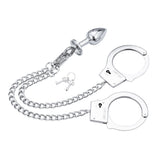 BDSM Adult Sex Toy New Handcuff Anal Plug Butt Bondage Metal Restraint Fetish SM