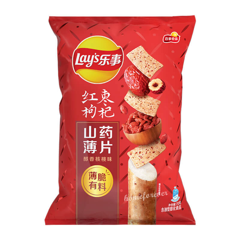 3 Bags Lay's Chinese Jujube Goji Yam Chips Casual Snack Food 乐事红枣枸杞山药薄片 Secondary image