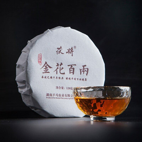 Hunan Anhua BaiLiang Cha Bing Bai Liang Golden Flower Dark Tea Hua Juan Tea 120g