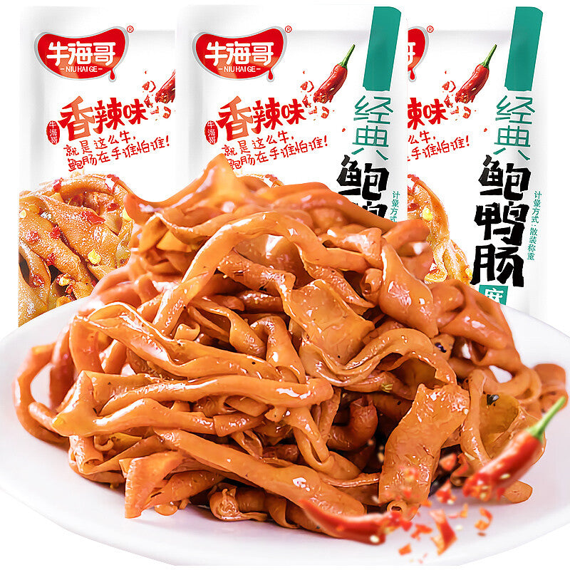 Yachang Spicy Cooked Duck Intestines Snacks 40bags Mixed Flavor 牛海哥爆爽鸭肠 Main image