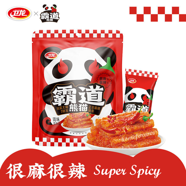 192g New Package! WEILONG Latiao Hotstrips Chinese Weilong Snack 中国卫龙霸道熊猫正宗麻辣辣条