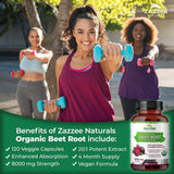 USDA Organic Extra Strength Beet Root 20:1 Extract 8000 mg Strength 120 Capsules