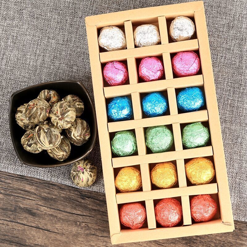 18pcs Blooming Tea Flowers Balls Green Tea Gift Box Handmade Blooming Flower Tea
