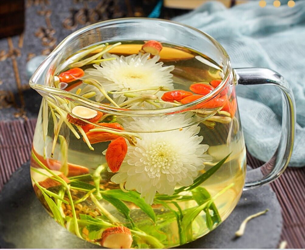 Honeysuckle, chrysanthemum, medlar, cassia seed, rock sugar, Reduce heat