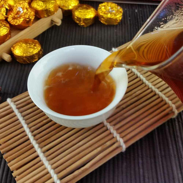 /Mini Puer Ripe Tuocha Gold Tin Foil Packing Shu Pu'er Tea Gift 75g