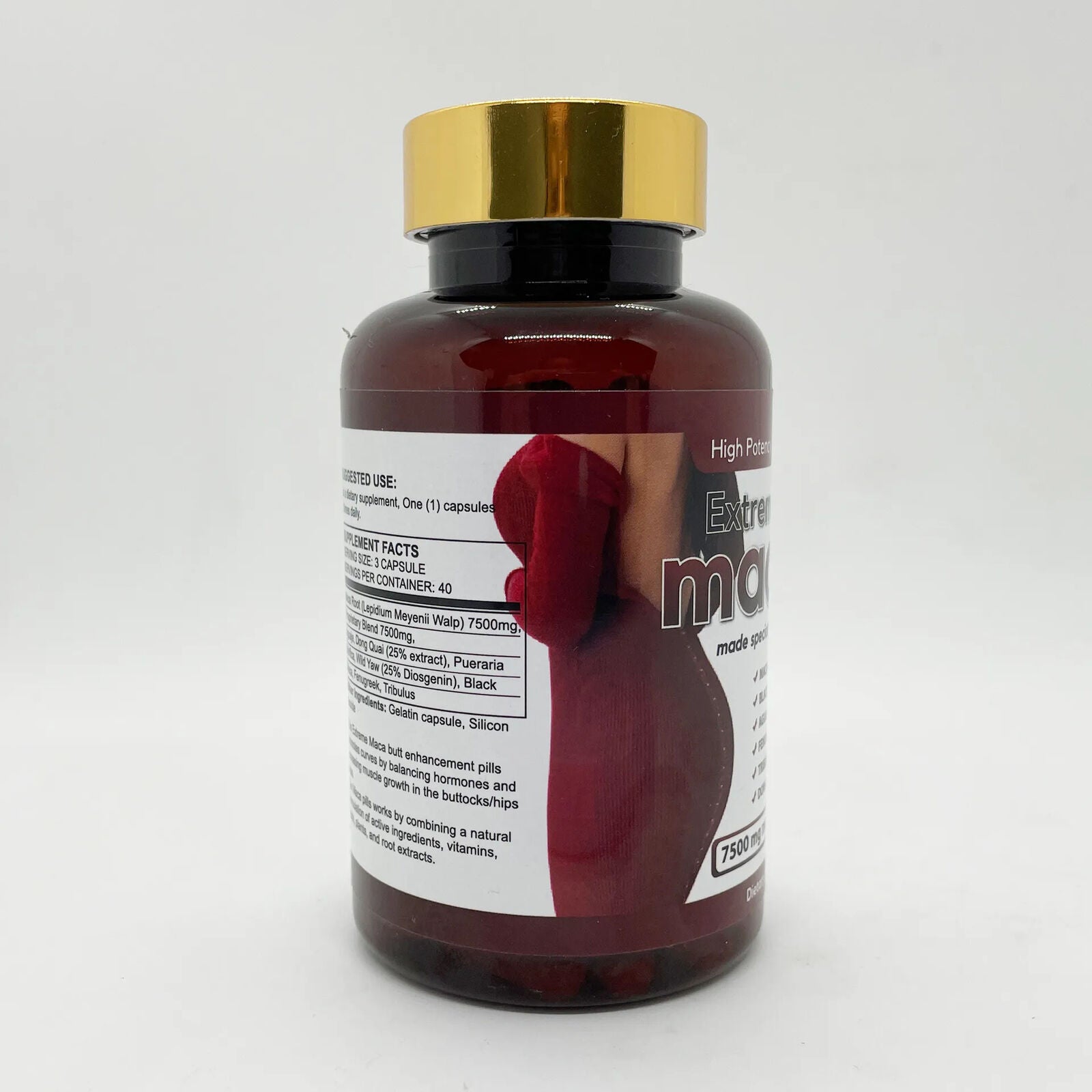 Premium Natural Supplement Maca Buttock Pills - Enhance Curves & Shape 1 Bottle