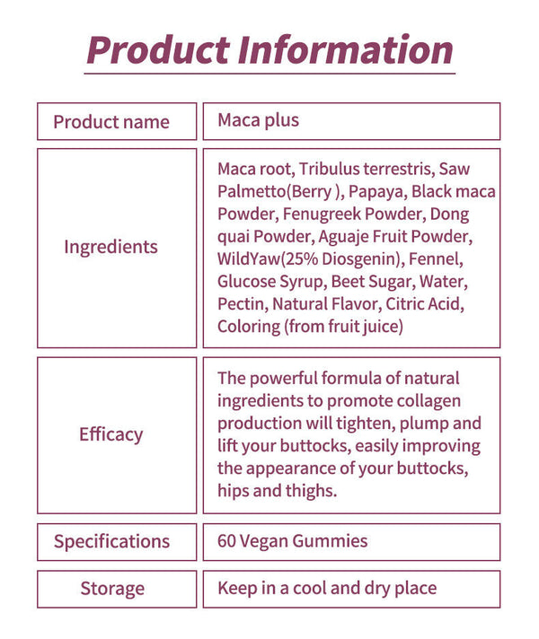 100% Natural Maca Root Plus Butt Firming BBL-Gummies for Butt Hips Enlargement