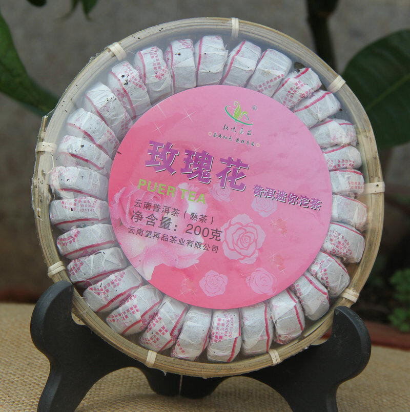Hongyuan Tea Pu'er Tea Mini Tuo Tea Rose Tuo Ripe Puer 200g In Bamboo Packed