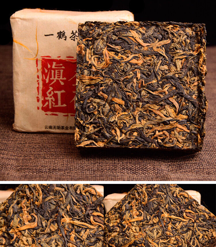 Tea400 Years Ancient Tree Golden Buds Dian Hong Yunnan Black Tea Brick Red Tea 250g